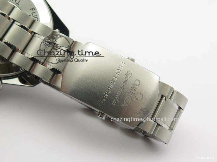 0118 Speedmaster MoonWatch  Apollo 16 Black Dial On SS Bracelet Supportive 8231